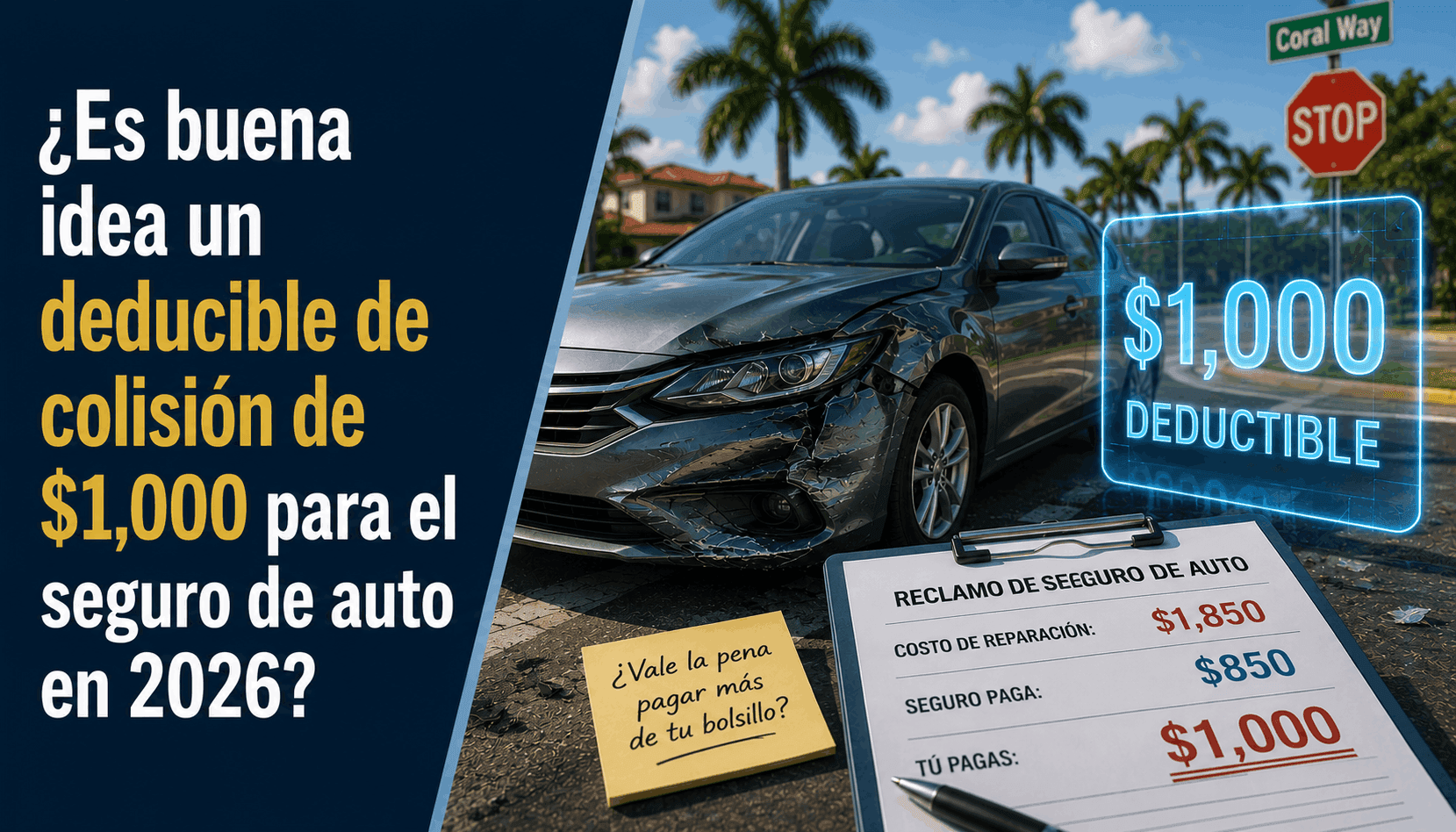 ¿Conviene un deducible de colisión de $1,000 en 2026?