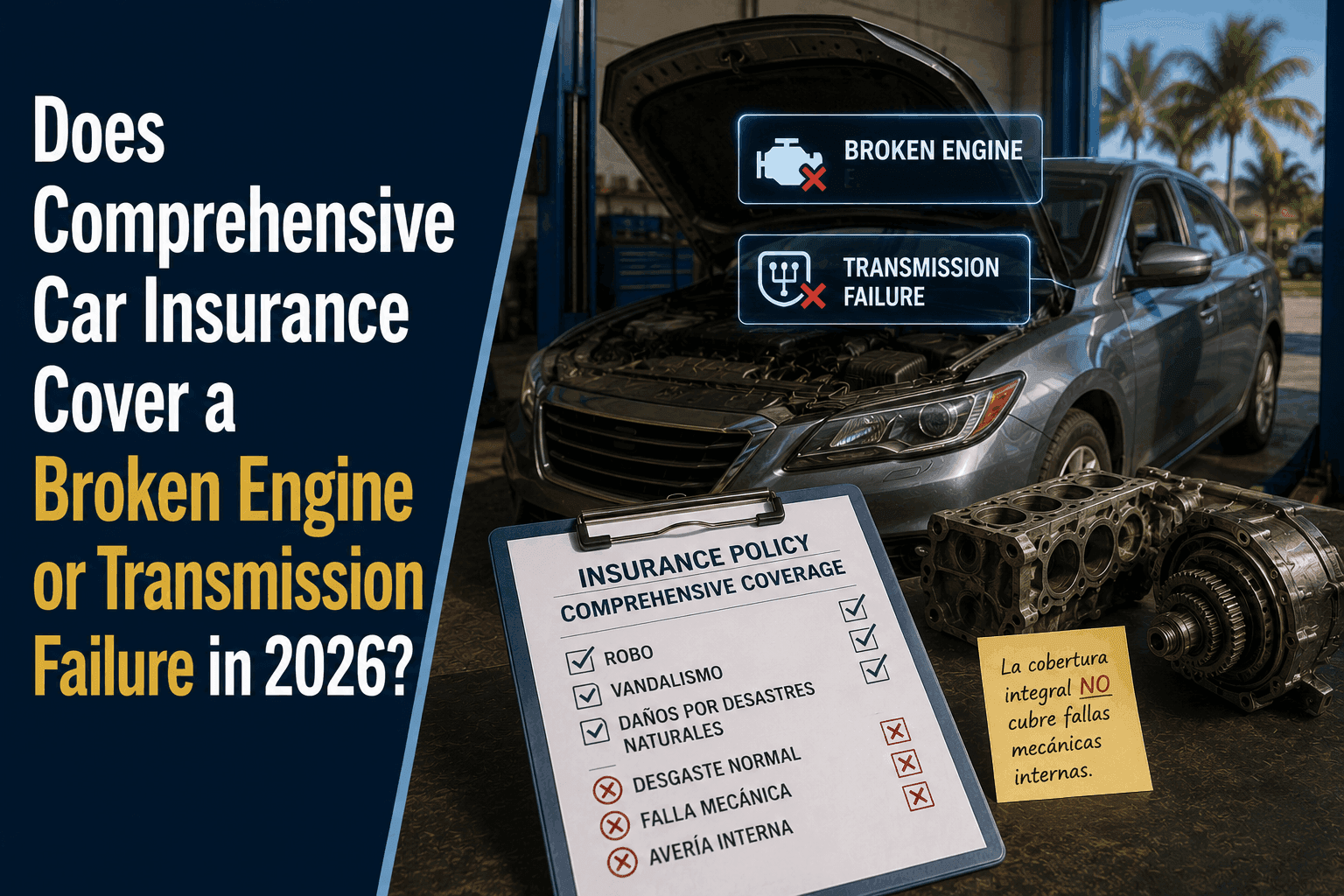 Does Comprehensive Car Insurance Cover Engine or Transmission Failure? (2026)
