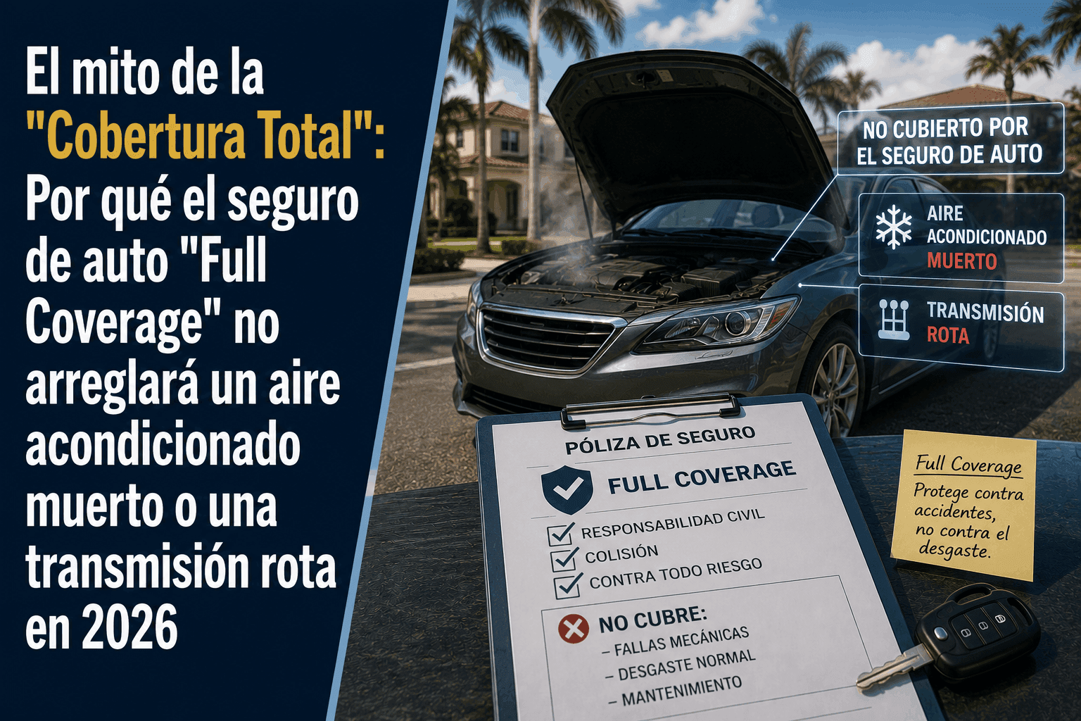El mito de la "Cobertura Total": ¿Por qué el seguro de auto no cubre averías mecánicas?