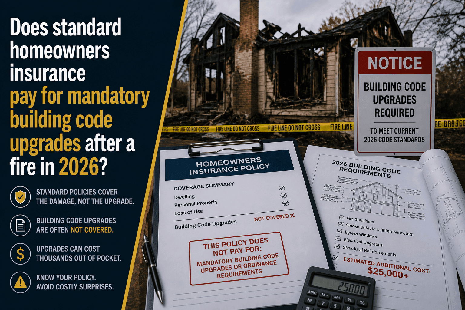 Does Homeowners Insurance Pay for Code Upgrades After a Fire?
