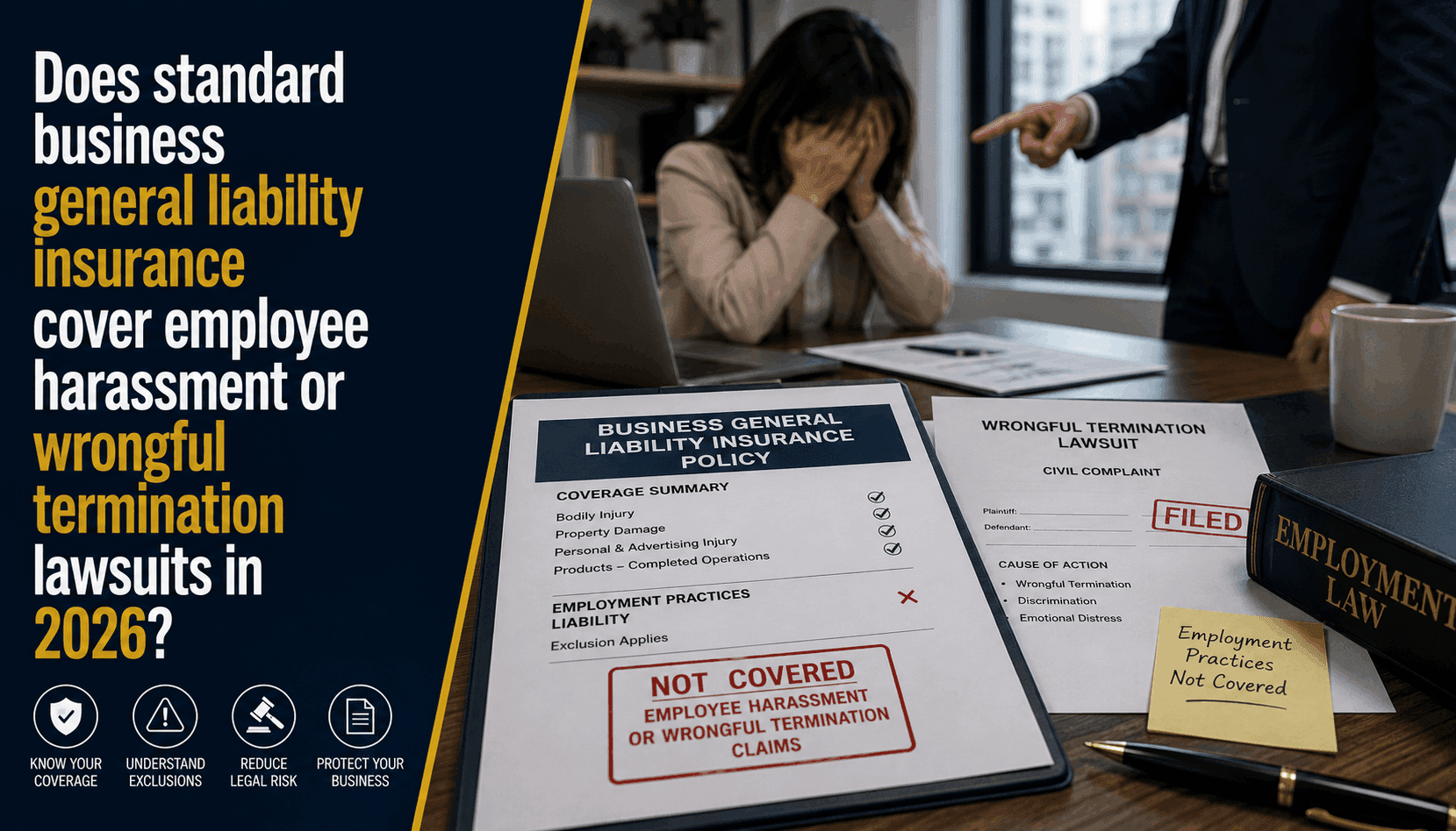 Does General Liability Cover Employee Harassment or Wrongful Termination? (2026 Rules)